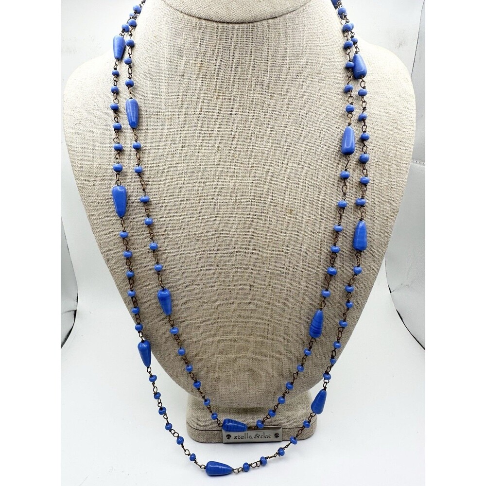 Vintage Art Glass Flapper Necklace 54”